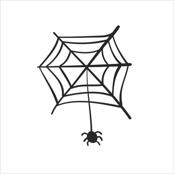Vector Illustration of a Spider and a Web.Halloween vector illustrstion.