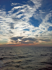 Sunset over the sea in calm weather.
