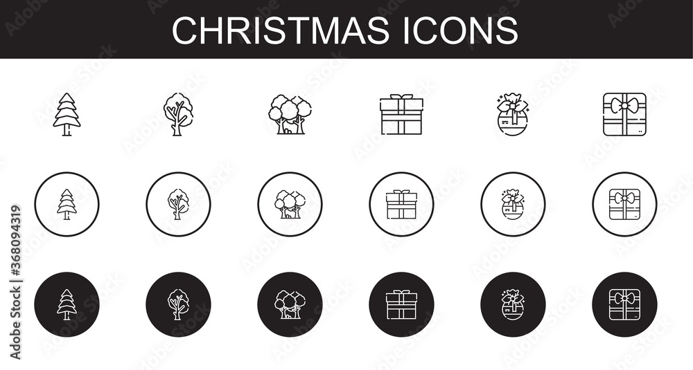 Sticker christmas icons set