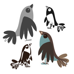 Isolated black and white vector design with silhouettes of cute birds on white