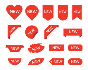 New ribbons. Product stickers with offer. Vector illustration isolated on white background.