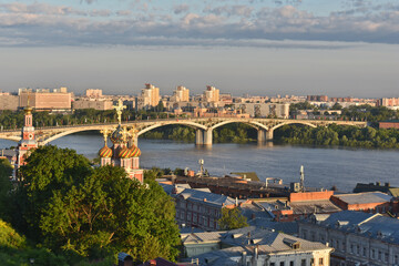 Naklejka premium Panorama of the Nizhny Novgorod waterfront