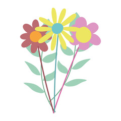 bunch flowers nature decoration cartoon isolated icon design