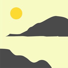 Scenery landscape illustration with vibrant colors. Modern graphic designs,