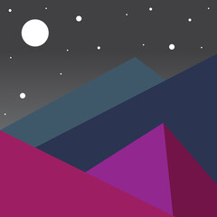 Scenery landscape illustration with vibrant colors. Modern graphic designs.