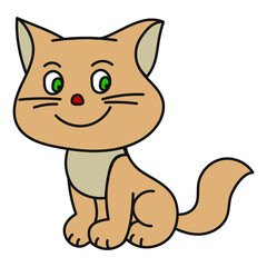Cartoon kitten on a white background