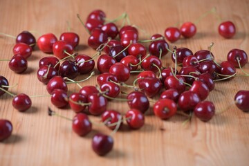 red cherries on the table