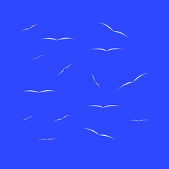 A flock of flying birds. Vector