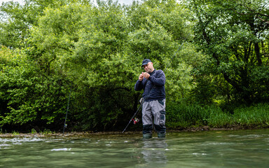 Fishermen in action stock photo