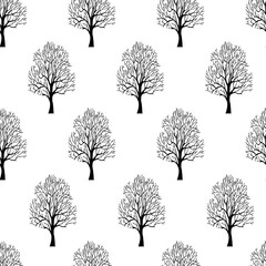 Obraz premium Seamless pattern with trees.Vector illustration forest landscape.
