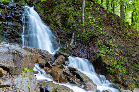 Cascade Trufanets waterfall. Carpathians. Ukraine.