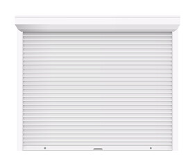 Rolling shutter door. Automatic construction door, shutter entrance door. Vector rolling shutter illustration on white background
