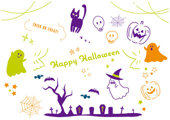 ハロウィンのイラスト素材セット