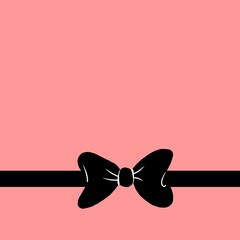 black ribbon pattern on pink background. Wallpaper design.