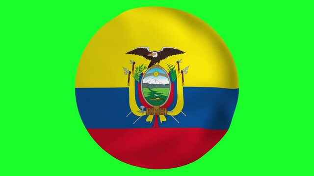Round Flag of Ecuador waving in air 4k UHD Animation