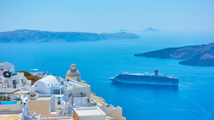 The Sea and Fira town on the coast of Santorini