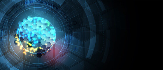 internet digital security technology concept for business background. Lock on circuit board