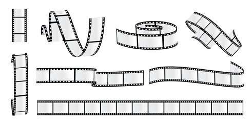 Cinema strip roll. Film roll vector, film 35mm blank slide frame, photo video monochrome picture, negative and strip, media filmstrip. Vector illustration. - obrazy, fototapety, plakaty