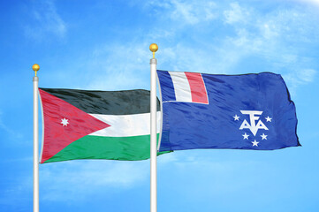 Jordan and French Southern and Antarctic Lands two flags on flagpoles