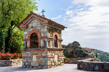 A small chapel at the entrance to The Great Meteoron Holy Monastery of the Transfiguration of the Savior.