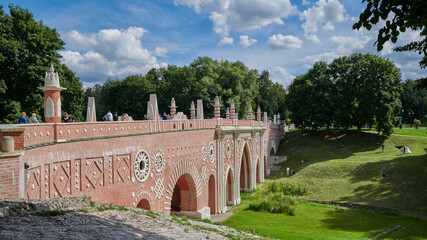 Fototapeta premium Moscow. Tsaritsyno park. Orangery Bridge, view from the north