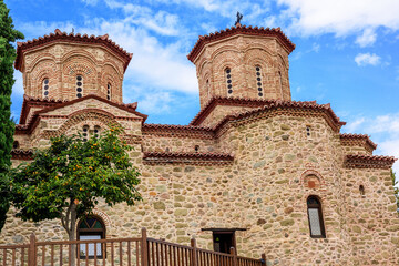Fototapeta na wymiar Facade of the church in The Great Meteoron Holy Monastery of the Transfiguration of the Savior