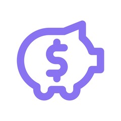 Piggy bank icon in flat design style. Save money concept.