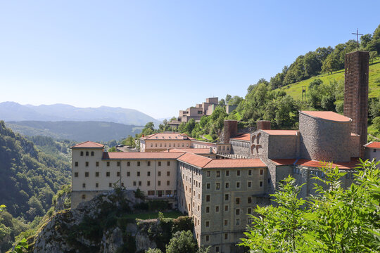 Majestic sanctuary of Arantzazu in the Basque mountains, Spain