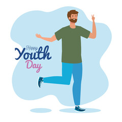 happy youth day, young man happy for celebration youth day vector illustration design