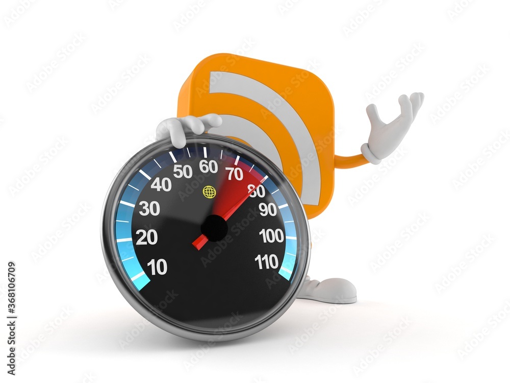 Poster rss icon character with speed meter