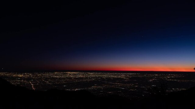 Los Angeles Panorama Sky Santa Monica to Long Beach Sunset to Night Time Lapse
