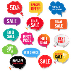 Sale Labels With Isolated Transparent Background With Gradient Mesh, Vector Illustration