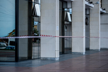 sealed entrance to the building by the police