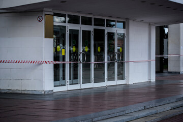 sealed entrance to the building by the police