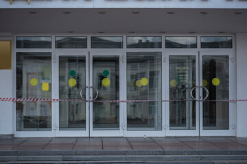 sealed entrance to the building by the police