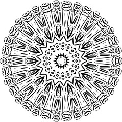 Mandala Black and White Pattern. Vintage decorative elements. Hand drawn background. Arabic, Islam, Indian. Vector illustration