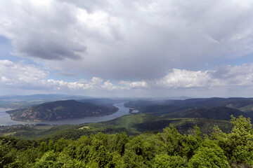 Fototapeta na wymiar View of the Danube bend from the Predikaloszek mountain in Hungary