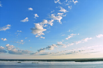 Naklejka na ściany i meble gentle dawn on the Volga River