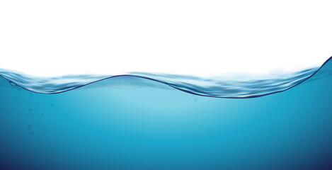 Water wave clean liquid background. Blue sea wave water surface, fresh ocean underwater. Vector illustration.