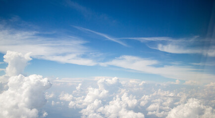Sky and clouds from aeroplane window