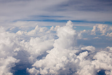 Sky and clouds from aeroplane window