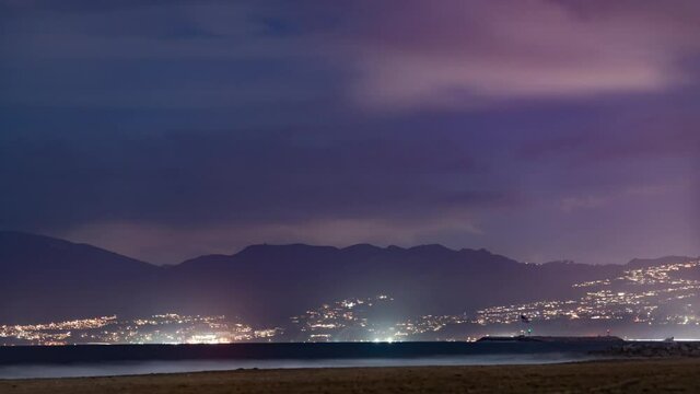 Malibu from Los Angeles Dockweiler Beach Night Sky Time Lapse