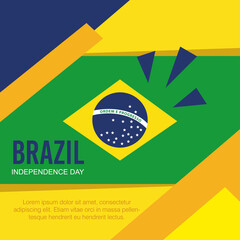 banner of brazil independence celebration, with icons flag emblem decoration vector illustration design