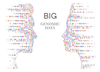 Dna test infographic. Big genomic data with people face. Genome sequence map. Vector illustration.