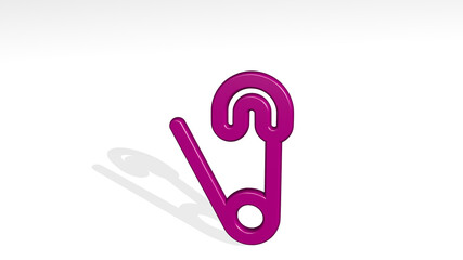 Obraz premium clothes design pin stand with shadow. 3D illustration of metallic sculpture over a white background with mild texture. beautiful and clothing