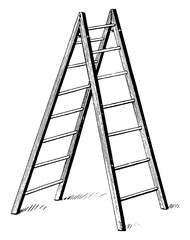 Open Stepladder, vintage illustration © Morphart