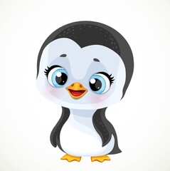Cute cartoon baby penguin isolated on a white background