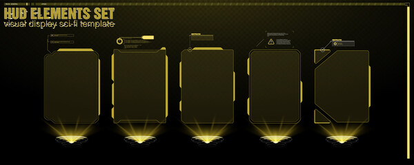 Information box bars and modern digital info frame layout templates. Good for game UI/UX. Vector Illustration A set of modern frames, callouts for user menu interface elements in futuristic HUD style. © sergray(noAIelemens)