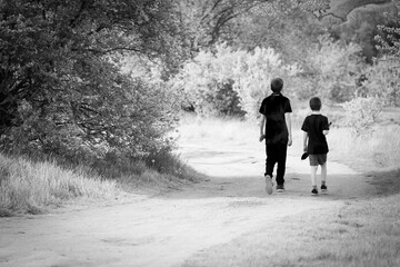 Two boys walking