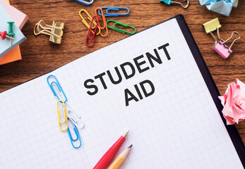 Student AID. Student help and support concept. Student loan